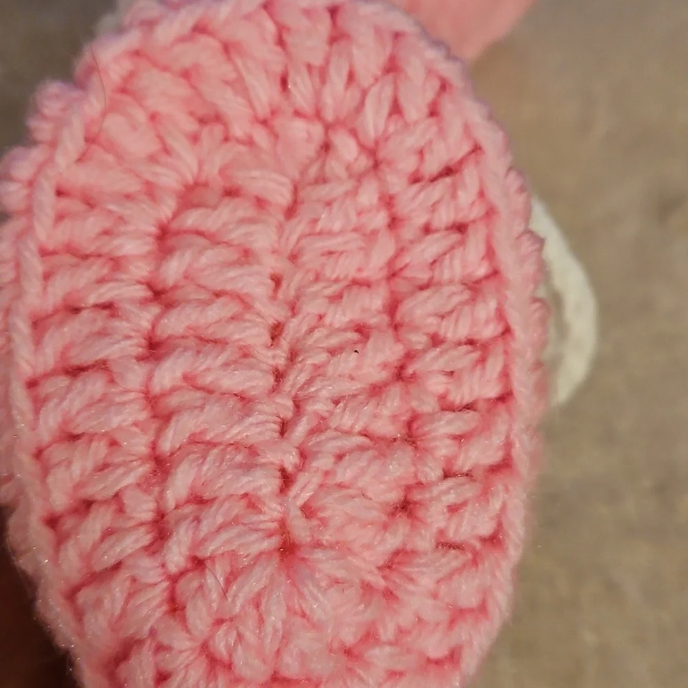Hand Crafted Pink Crochet Baby Booties with Heart Design hand Knit Handmade 5